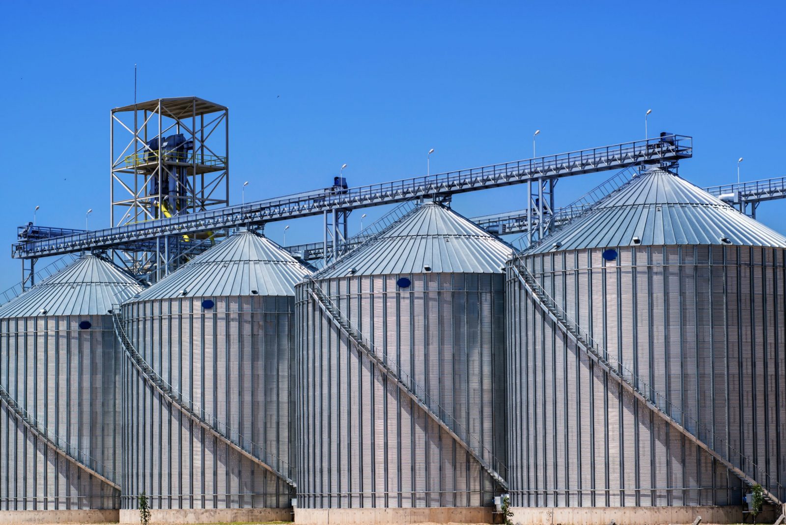 Silos dove avvengono i trattamenti di protezione del cereale stoccato con prodotti newpharm